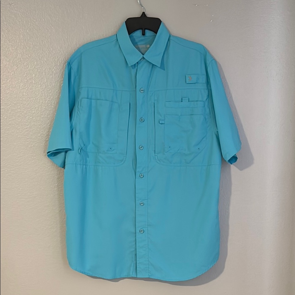 Men's Reel Legends Saltwater Light Blue Short Sleeve Shirt